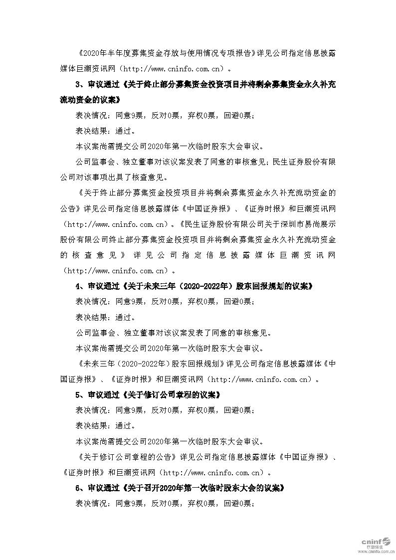 易尚展示：第四届董事会2020年第六次会议决议公告_页面_2.jpg